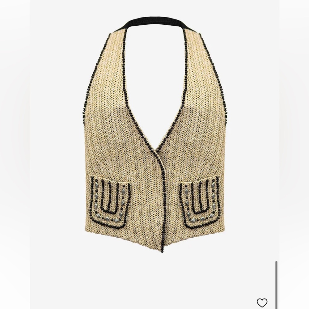 $300 Mes Demoiselles Paris Nathy Raffia Woven Halter Vest FR36 - Picture 7 of 11